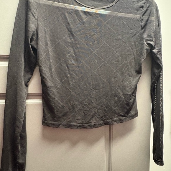 Black sheer mesh bow crop shirt (similar to Marine Serre sheer top) - Picture 3 of 14